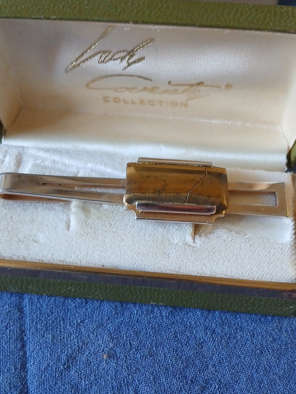 Men's Gold and Brown Tiger's Eye Tie Clip